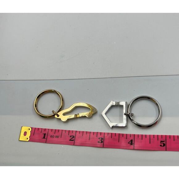 Vintage Set Avon Keychains Silver and Gold Tone House & Car Shape - Picture 5 of 5